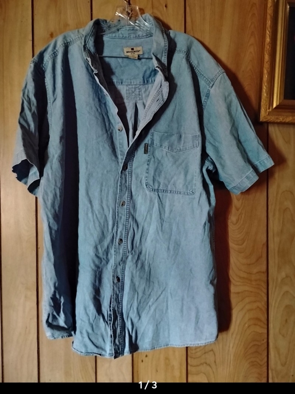 Woolrich Light Blue Short Sleeve Button-Down Shirt